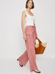 Ethan Linen Pant - Tomato Check
