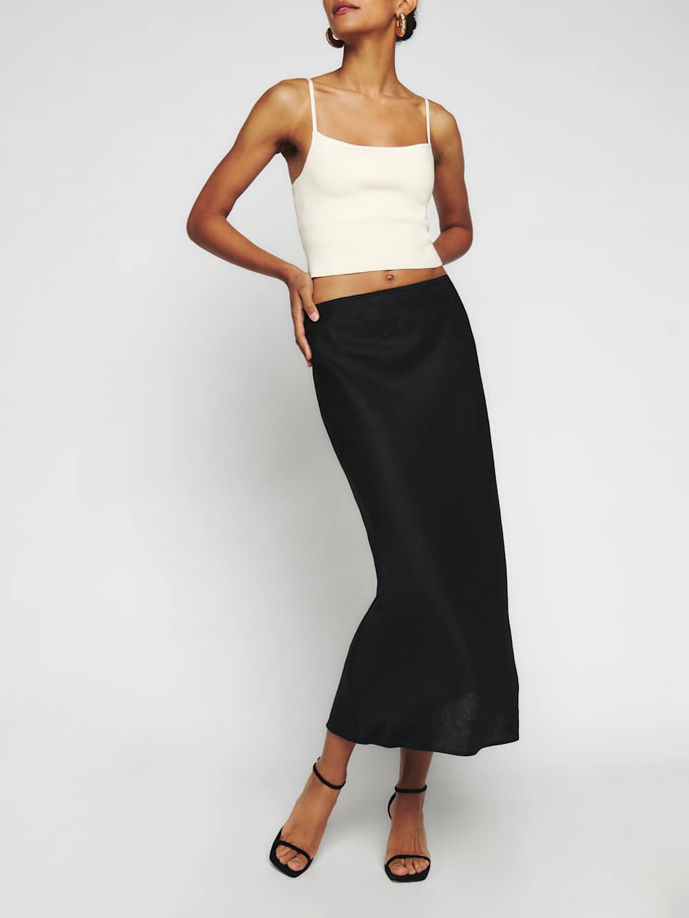 Petites Layla Linen Skirt - Black