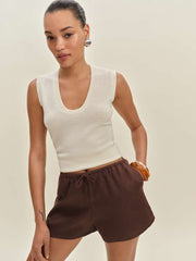 Zoey Linen Short - Cafe