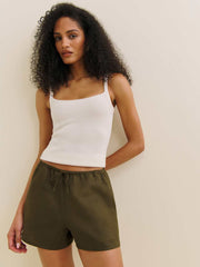 Zoey Linen Short - Dark Olive