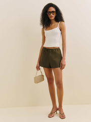 Zoey Linen Short - Dark Olive
