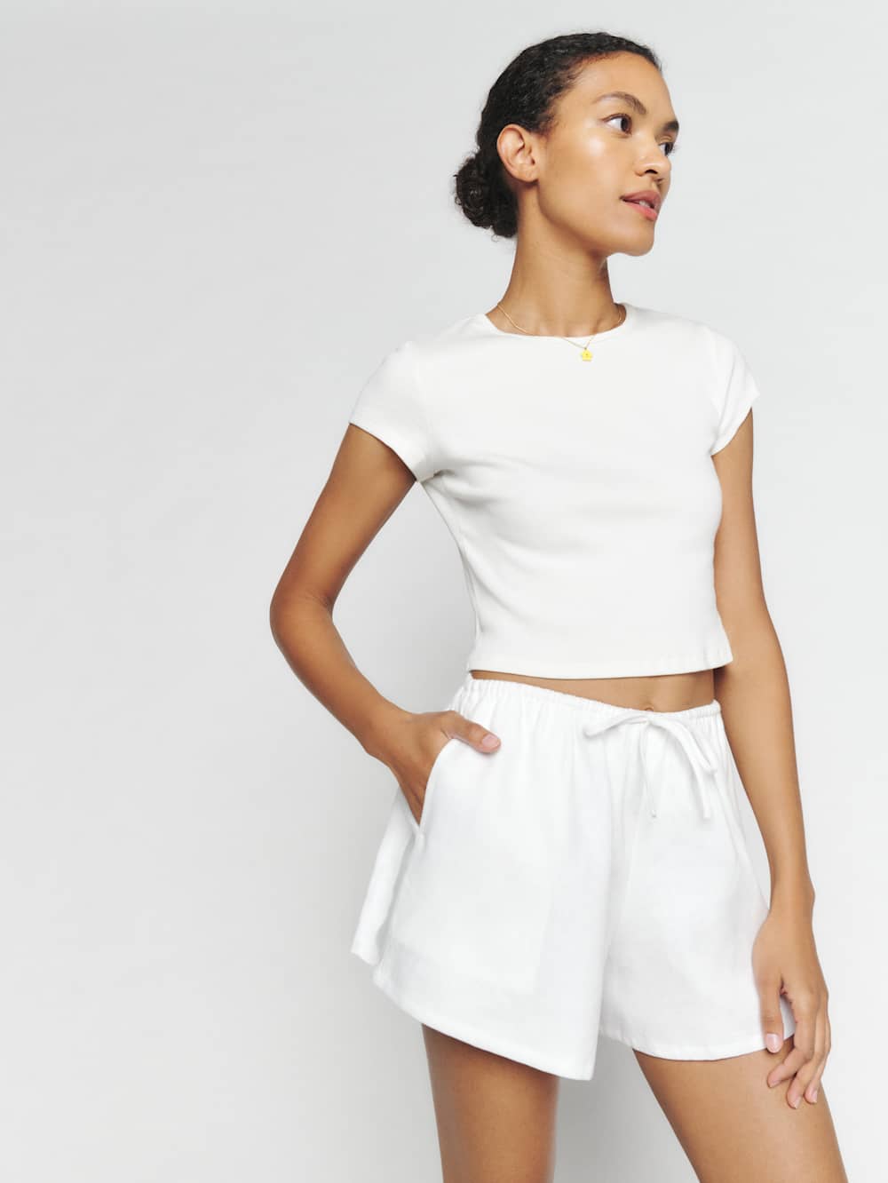 Zoey Linen Short - White