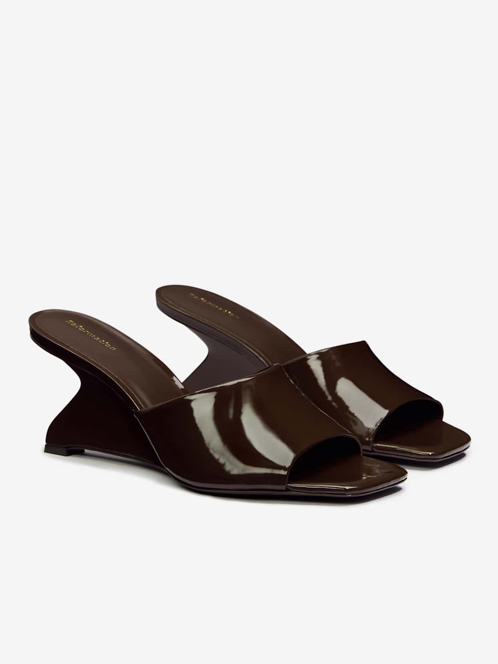 Enya Wedge Sandal - Espresso Patent