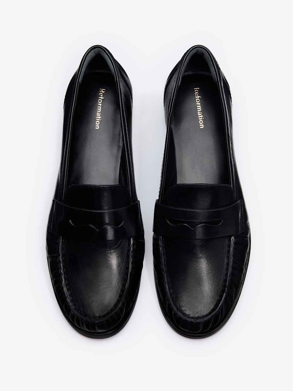 Ani Ruched Loafer - Black Leather