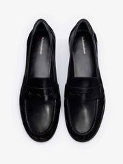 Ani Ruched Loafer - Black Leather