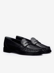 Ani Ruched Loafer - Black Leather