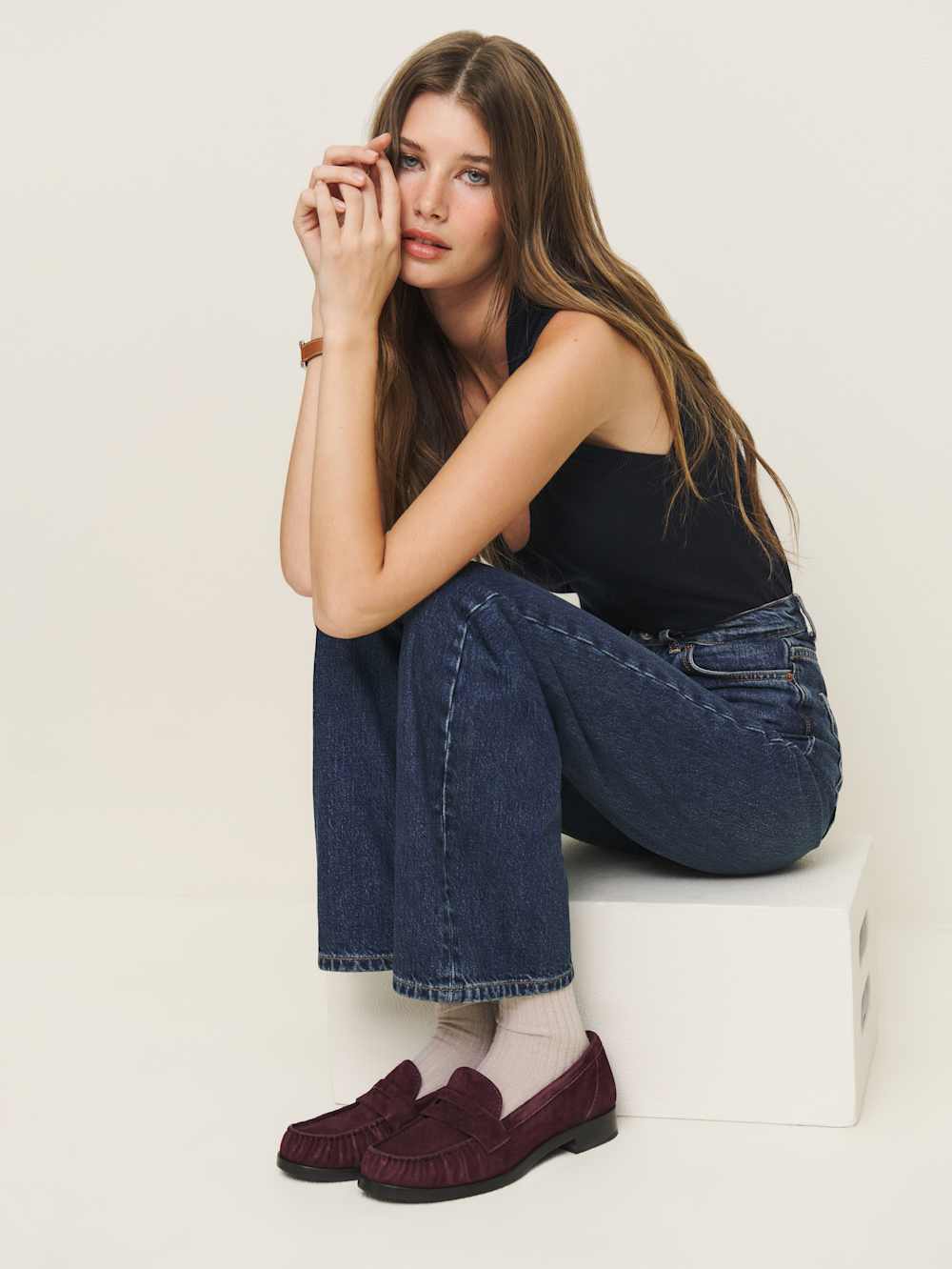 Ani Ruched Loafer - Ruby Suede