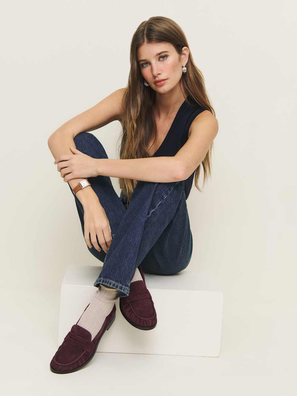 Ani Ruched Loafer - Ruby Suede