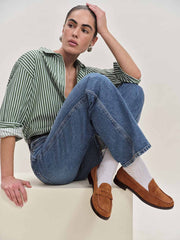 Ani Ruched Loafer - Rum Suede