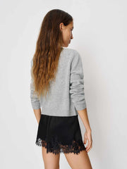 Clara Cashmere Crew Cardigan - Granite
