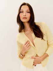 Clara Cashmere Crew Cardigan - Parmesan