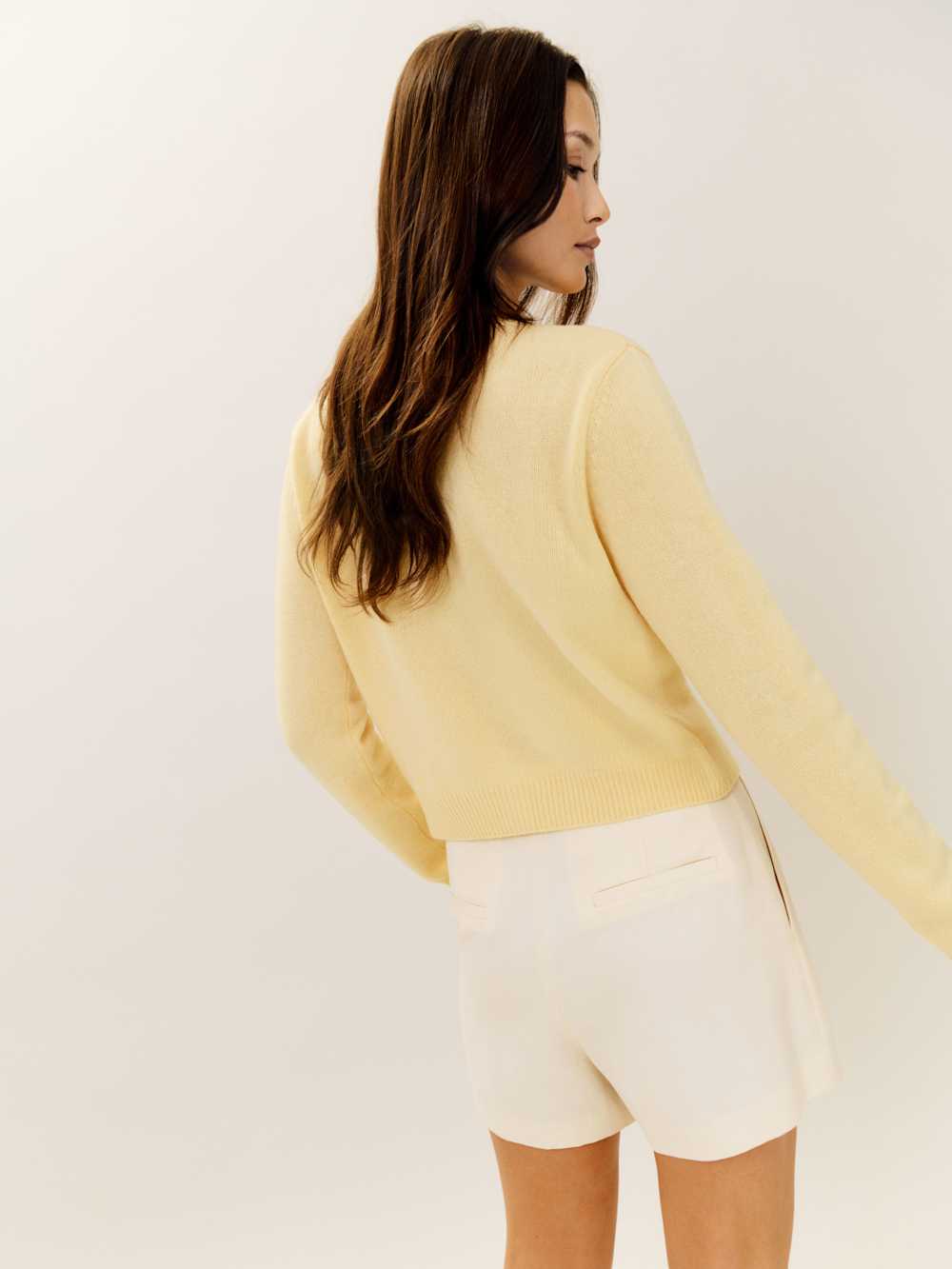 Clara Cashmere Crew Cardigan - Parmesan