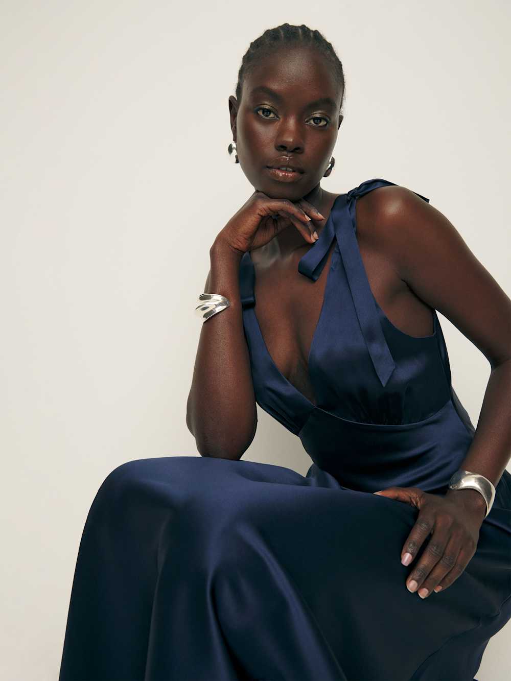 Pernille Silk Dress - Navy