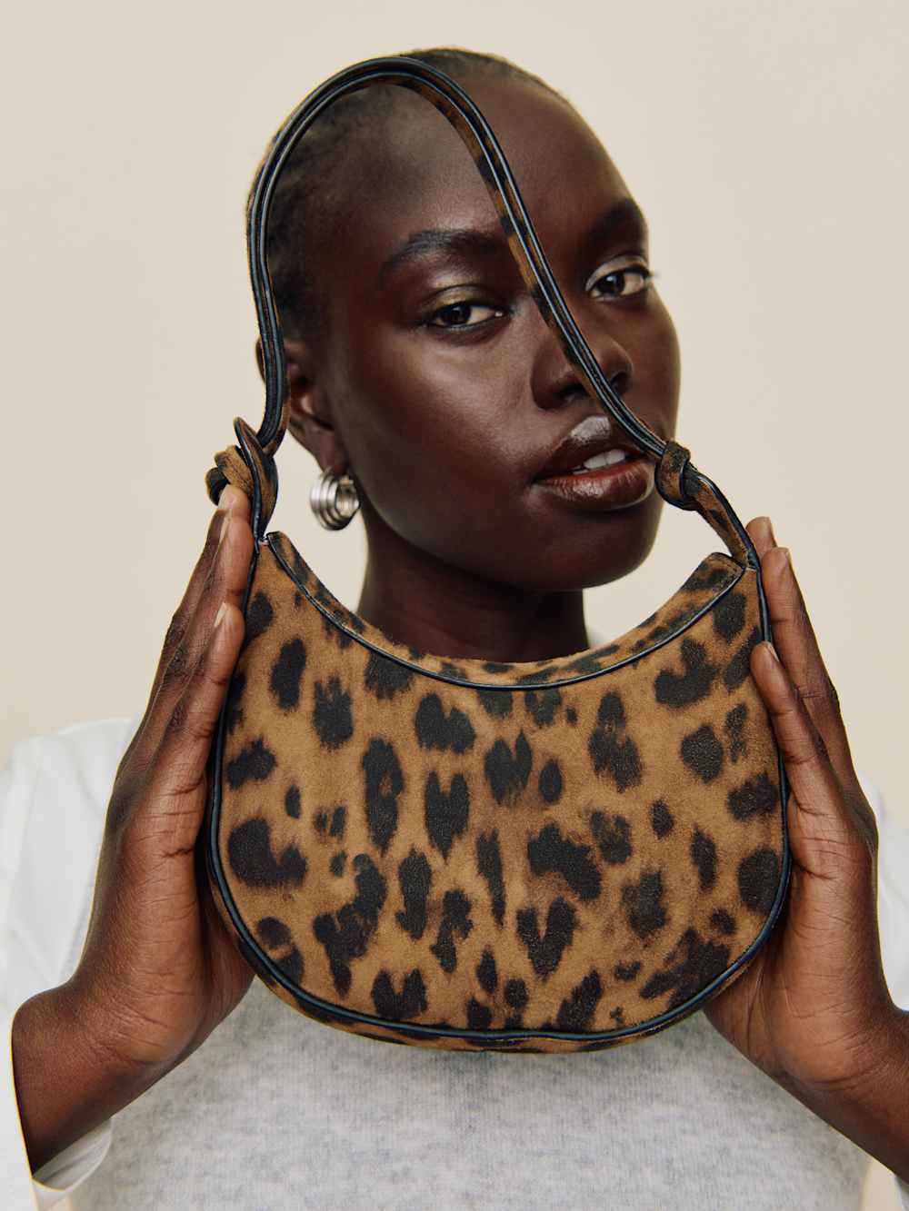 Mini Rosetta Shoulder Bag - Leopard Suede