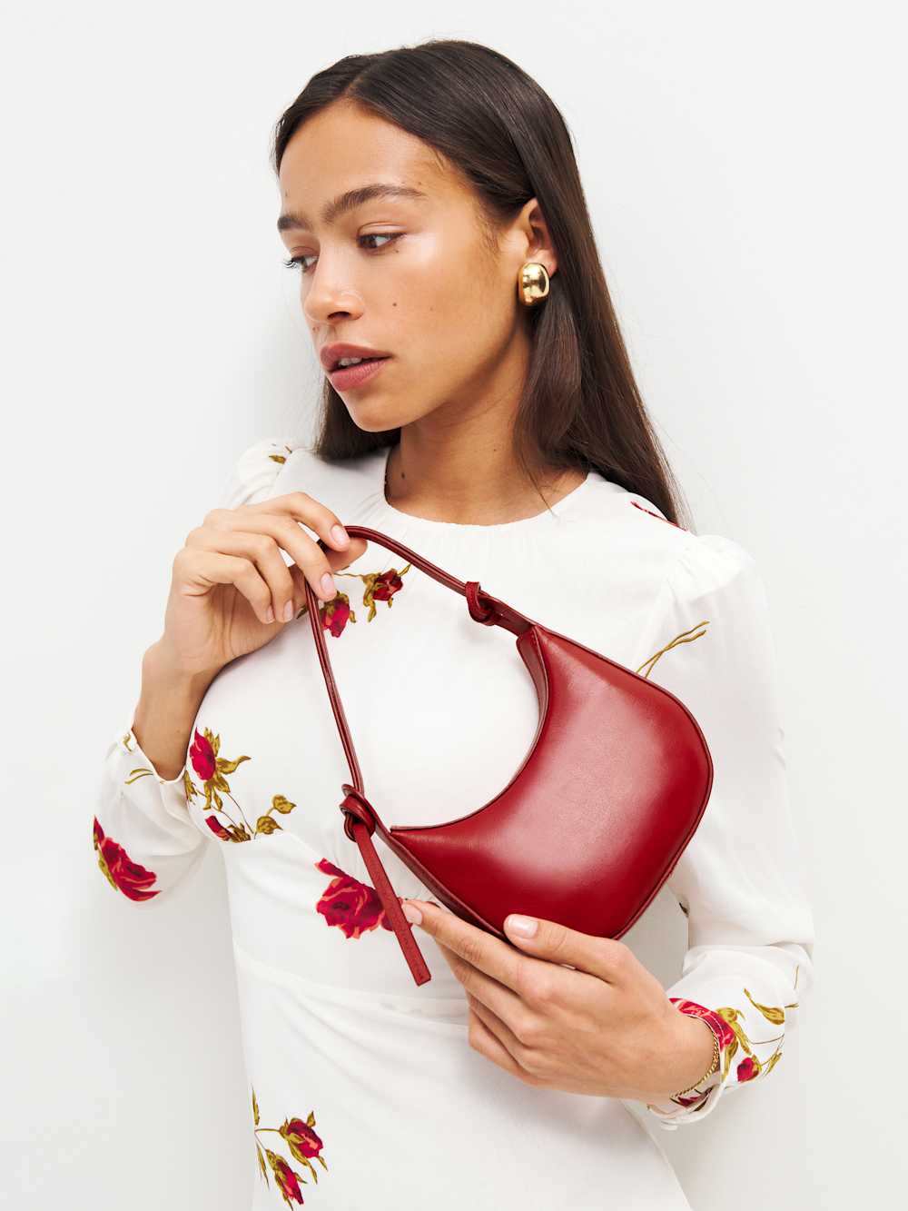 Mini Rosetta Shoulder Bag - Lipstick Leather