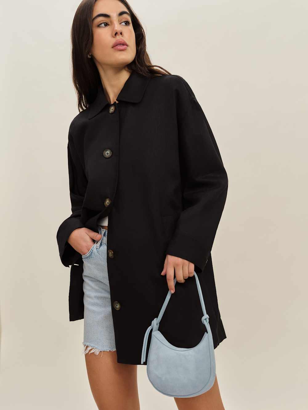 Mini Rosetta Shoulder Bag - Mist Suede