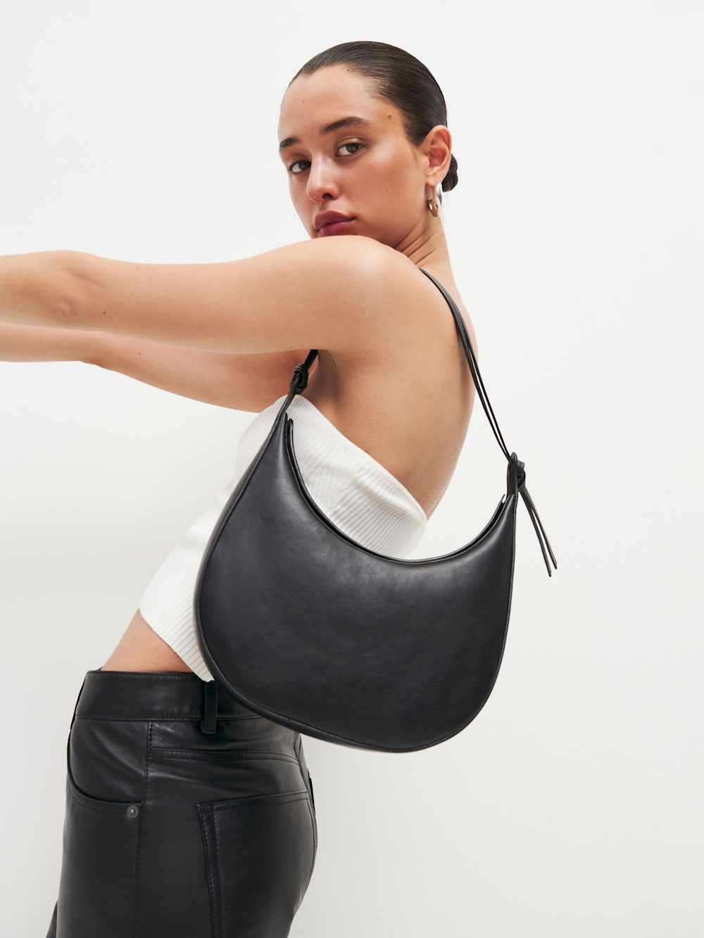 Medium Rosetta Shoulder Bag - Black Leather