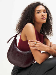 Medium Rosetta Shoulder Bag - Rum Raisin Crinkle Patent
