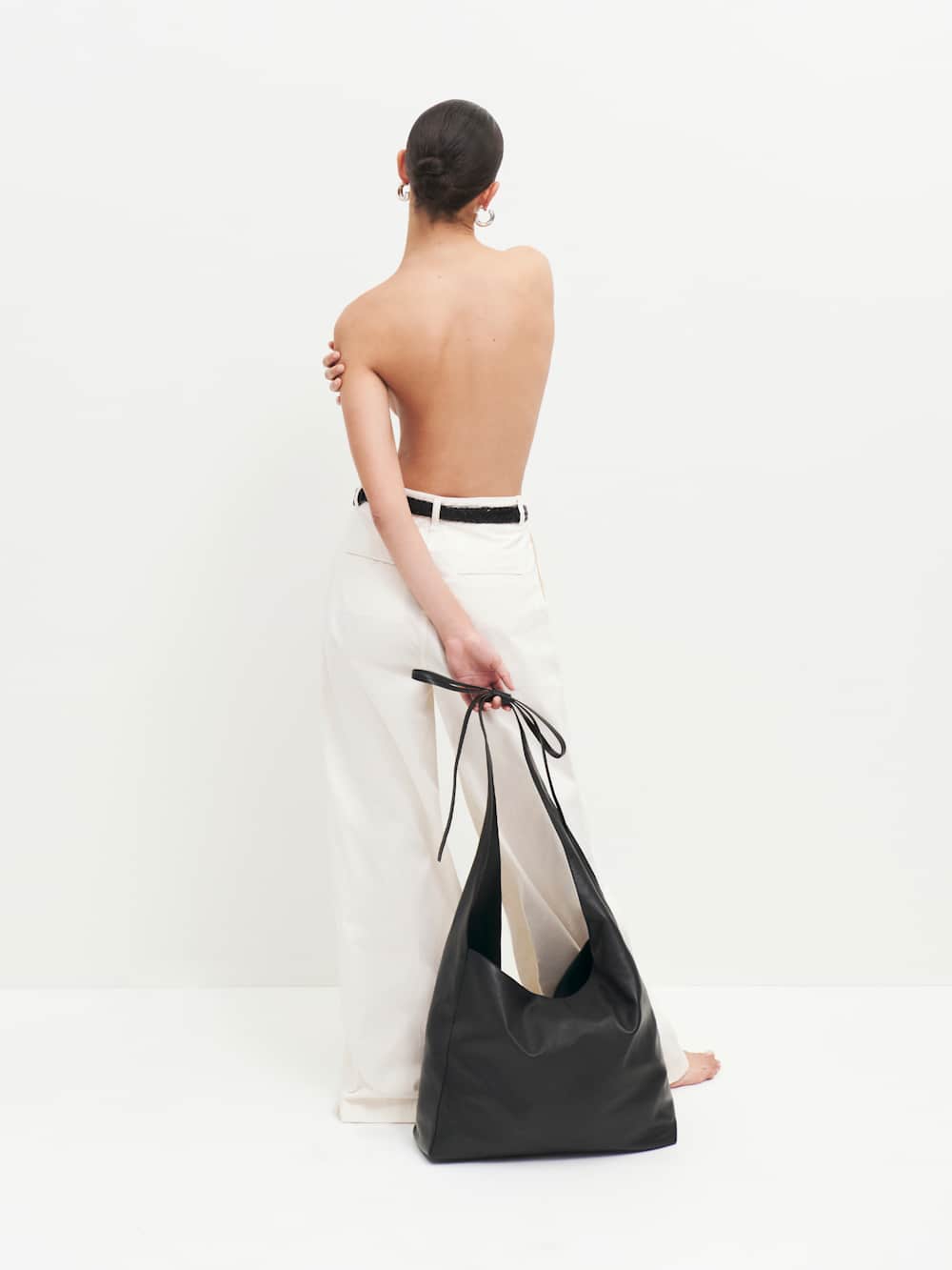 Oversized Vittoria Tote - Black Leather