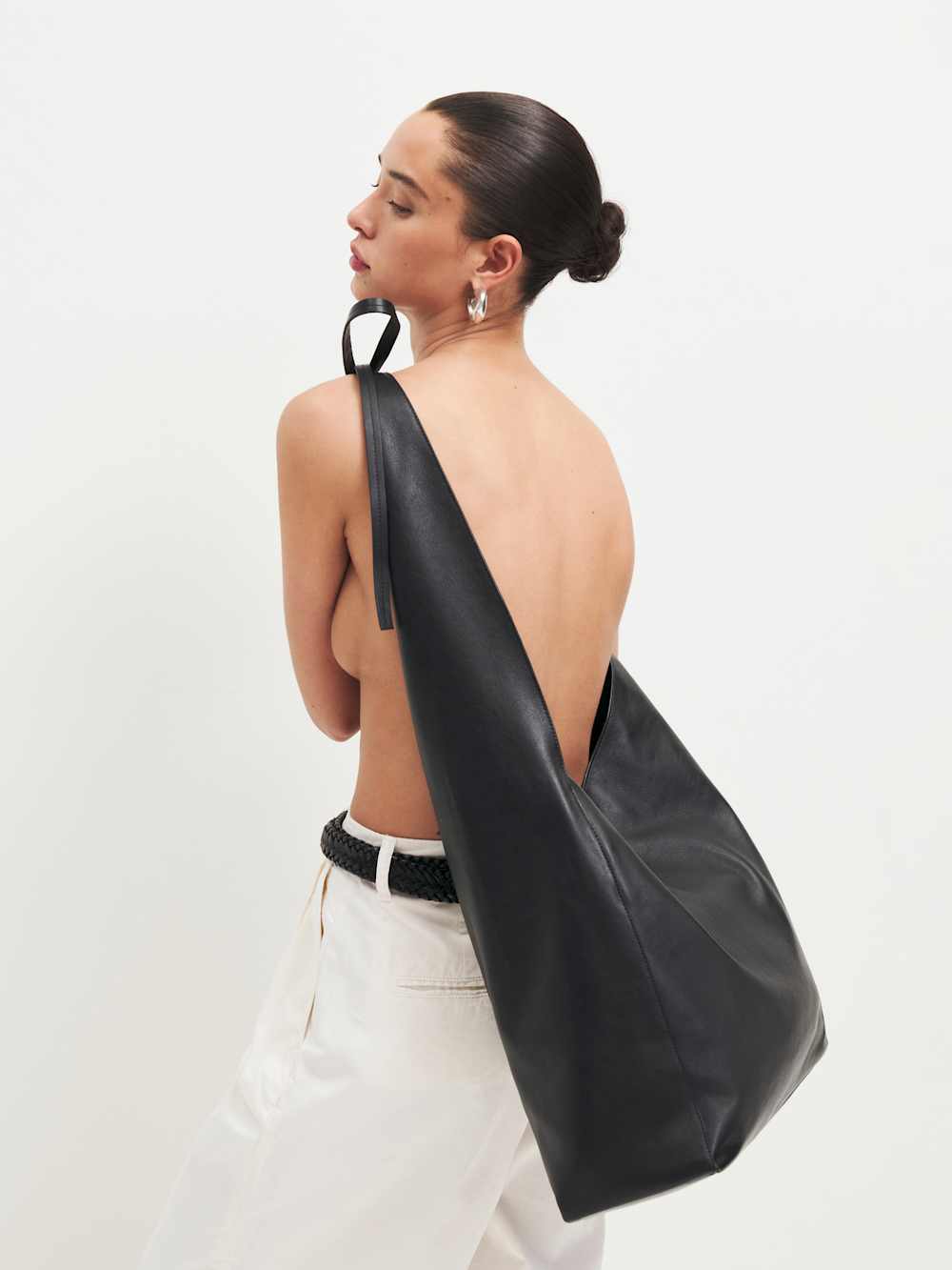 Oversized Vittoria Tote - Black Leather