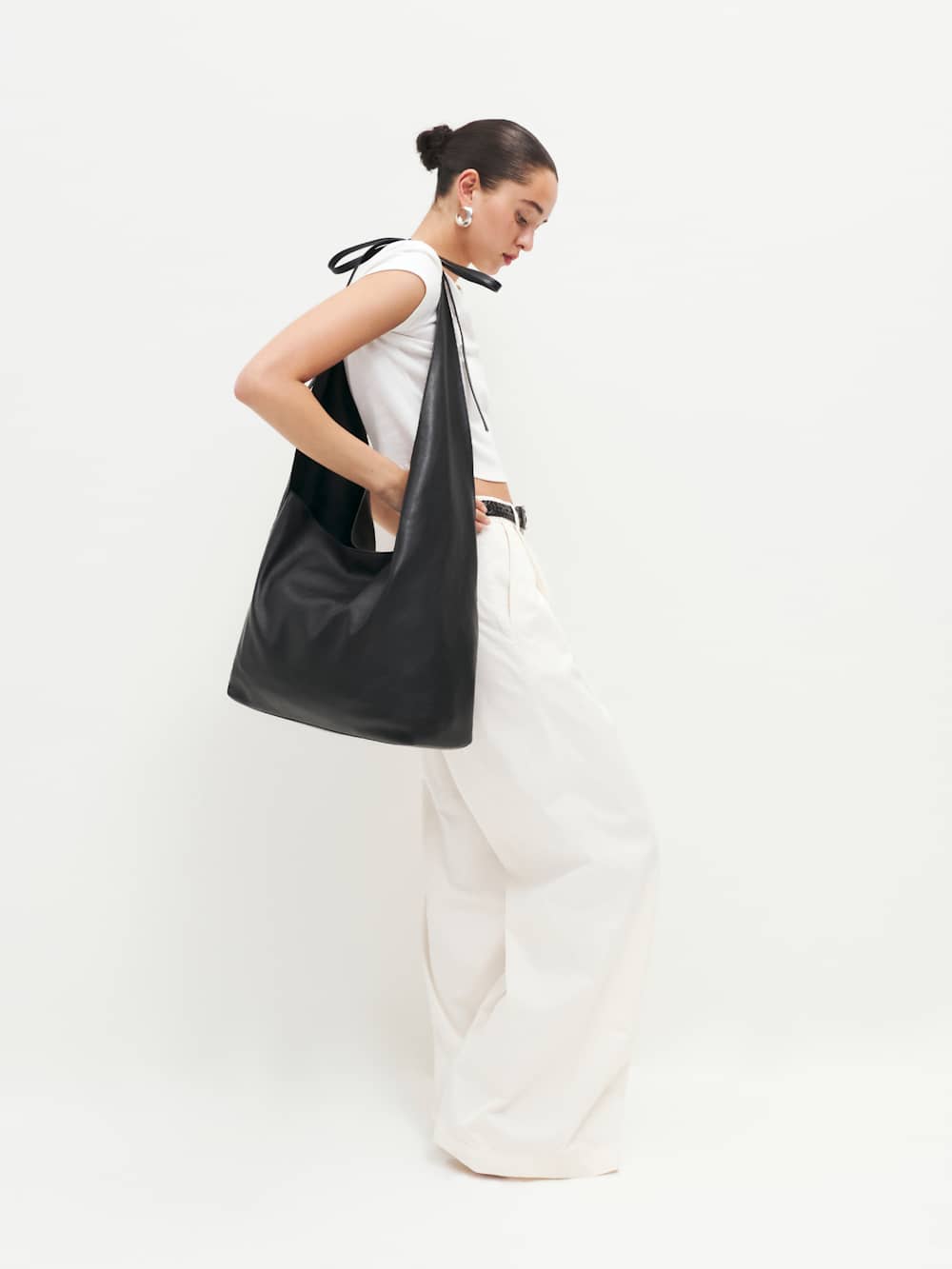 Oversized Vittoria Tote - Black Leather