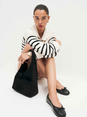 Small Vittoria Tote - Black Suede