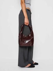 Small Vittoria Tote - Rum Raisin Crinkle Patent