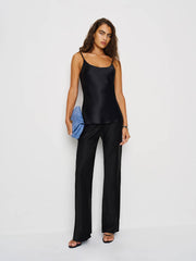 Gale Satin Mid Rise Bias Pant - Black