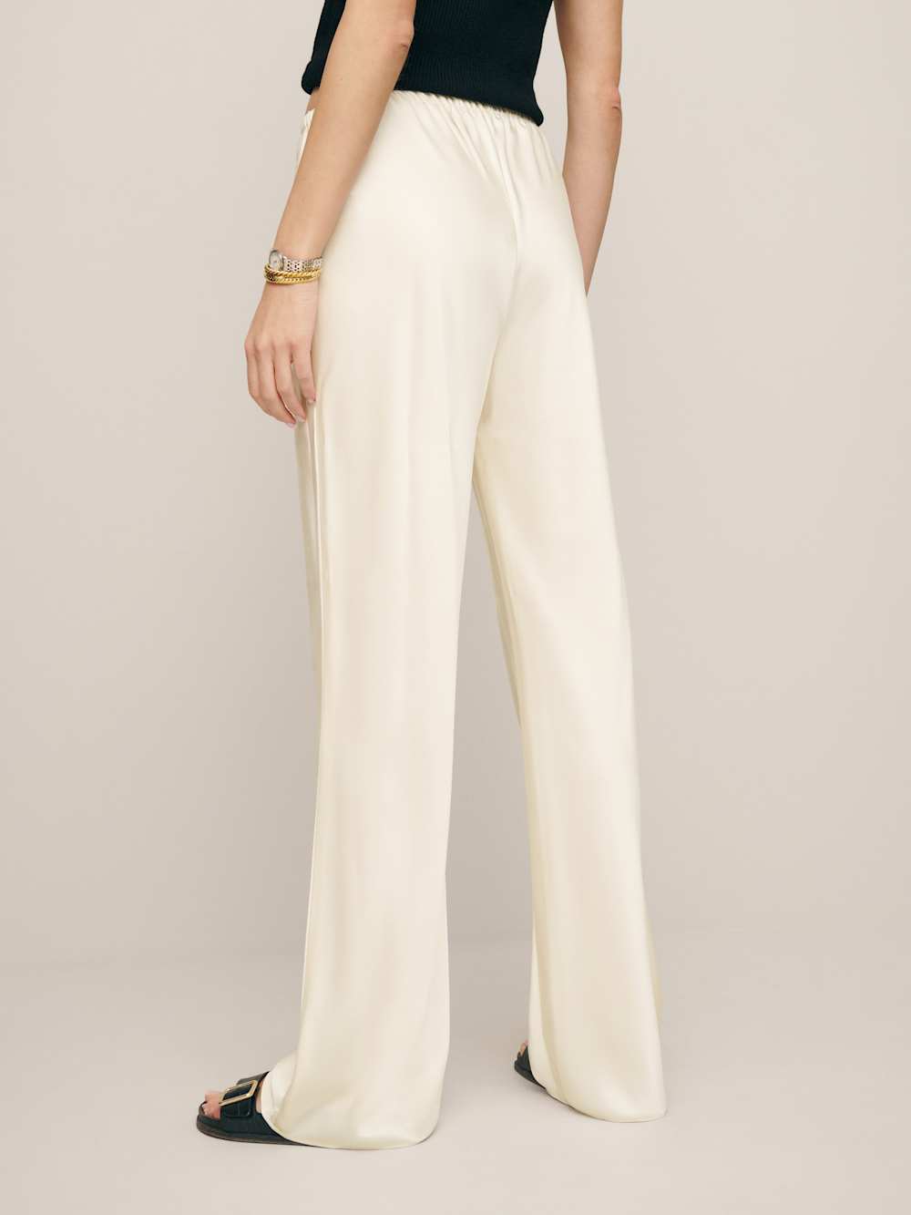 Gale Satin Mid Rise Bias Pant - Fior Di Latte