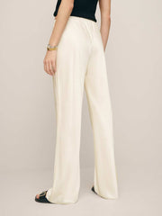 Gale Satin Mid Rise Bias Pant - Fior Di Latte
