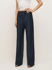 Gale Satin Mid Rise Bias Pant - Midnight