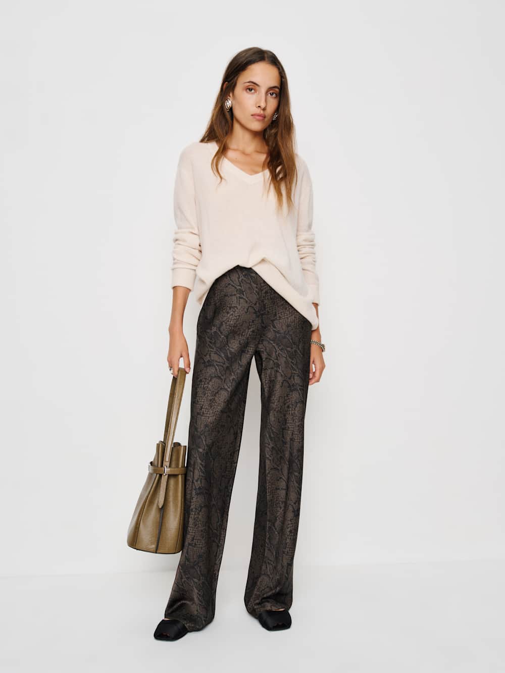 Gale Satin Mid Rise Bias Pant - Venom