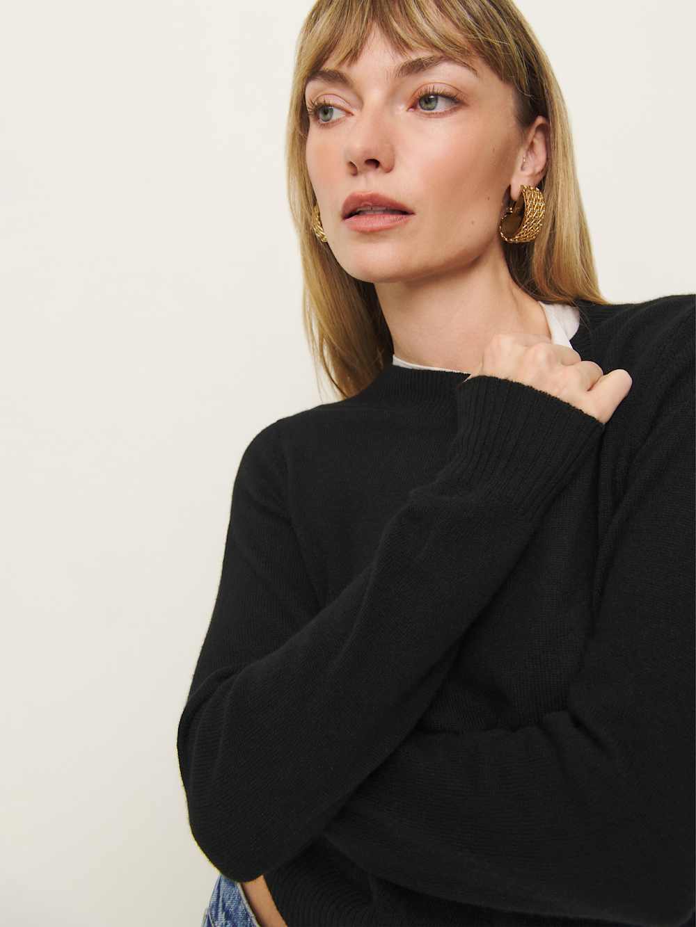 Dana Cashmere Crew Sweater - Black