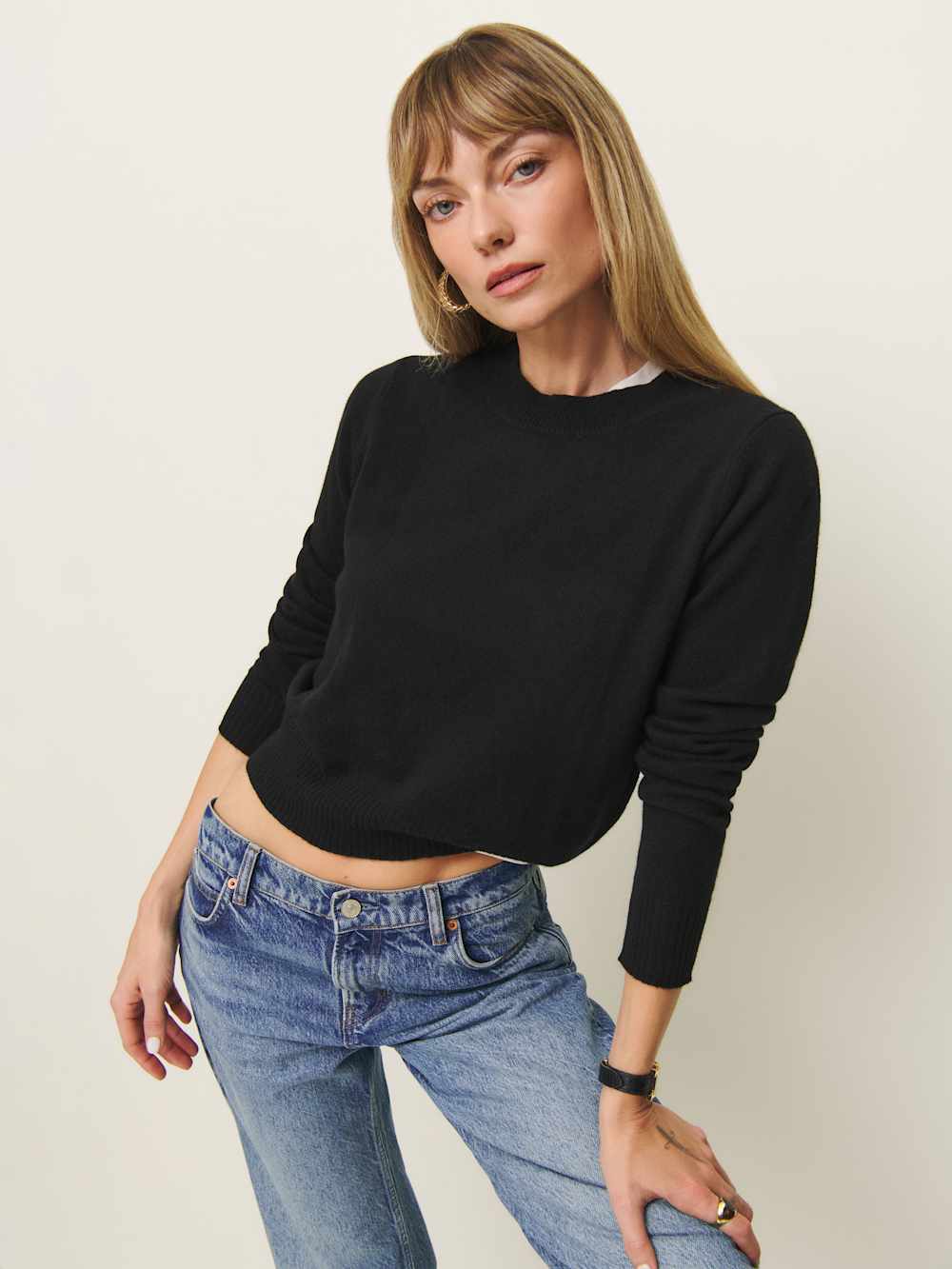 Dana Cashmere Crew Sweater - Black