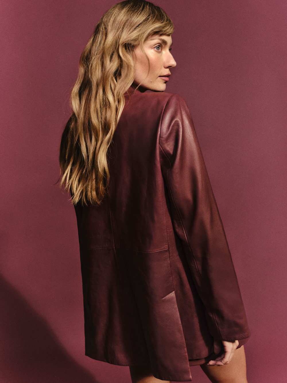 Veda Dalia Relaxed Leather Blazer - Chianti