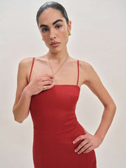 Petites Frankie Linen Dress - Sundried Tomato