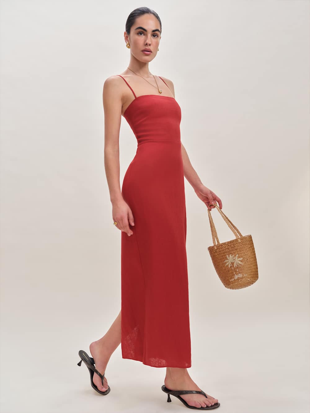 Petites Frankie Linen Dress - Sundried Tomato