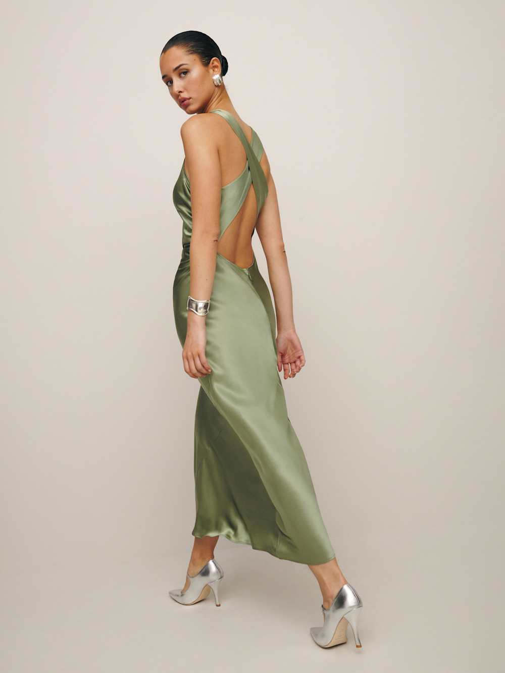 Petites Casette Silk Dress - Artichoke