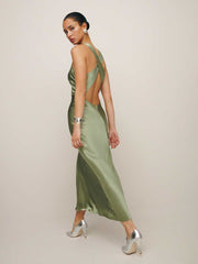 Petites Casette Silk Dress - Artichoke