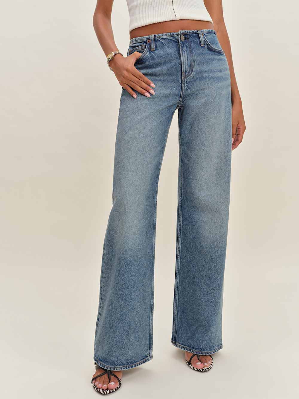 Cary Low Rise Slouchy Wide Leg Jeans - Colorado No Waistband