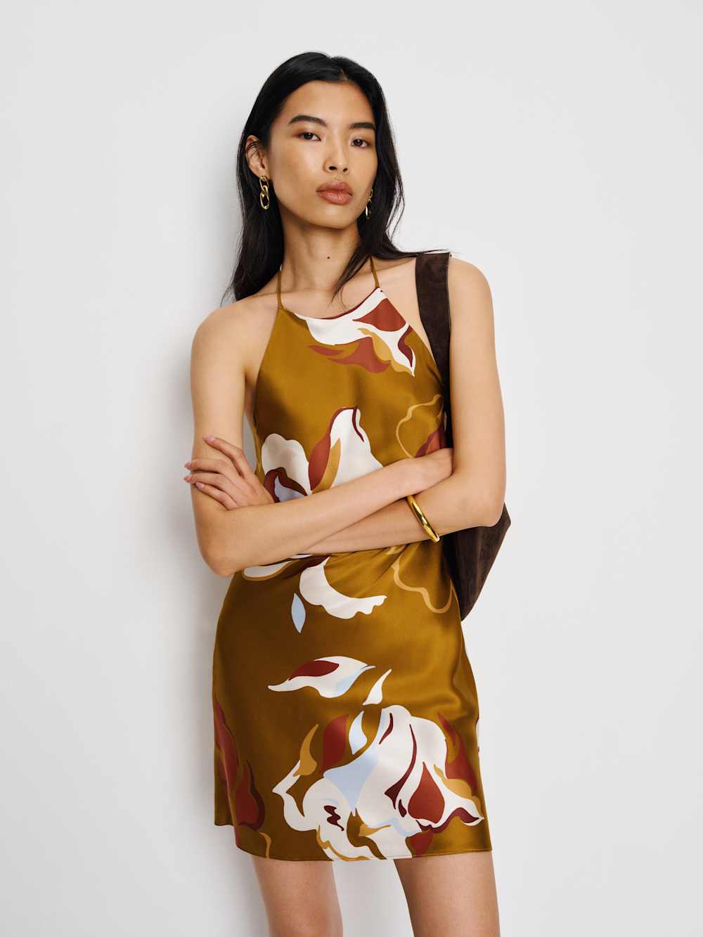 Jennis Silk Dress - Sepia