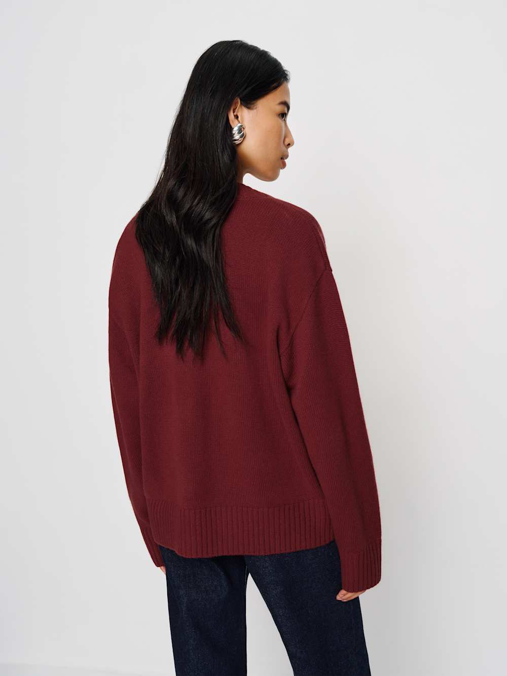 Jadey Cashmere Oversized V-neck Sweater - Chianti