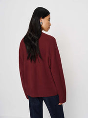 Jadey Cashmere Oversized V-neck Sweater - Chianti