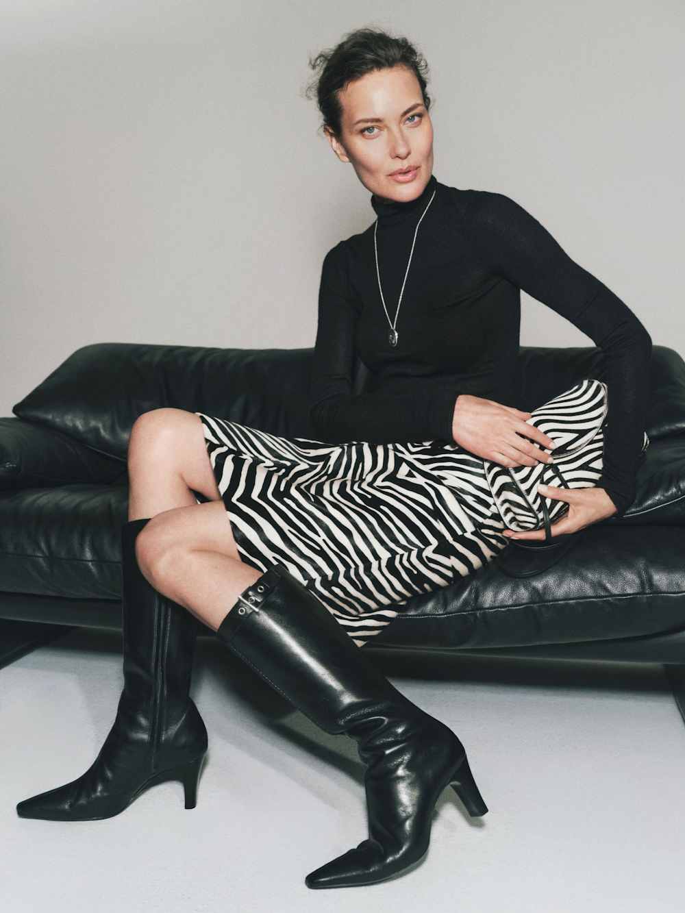 Veda Barrow Leather Low Waist Skirt - Zebra Haircalf