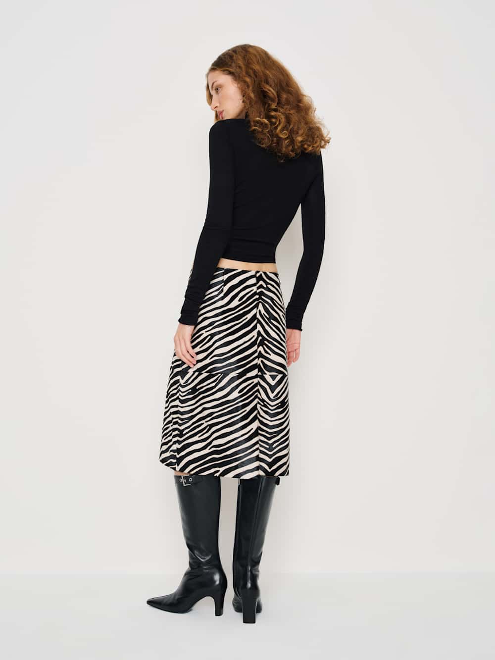 Veda Barrow Leather Low Waist Skirt - Zebra Haircalf