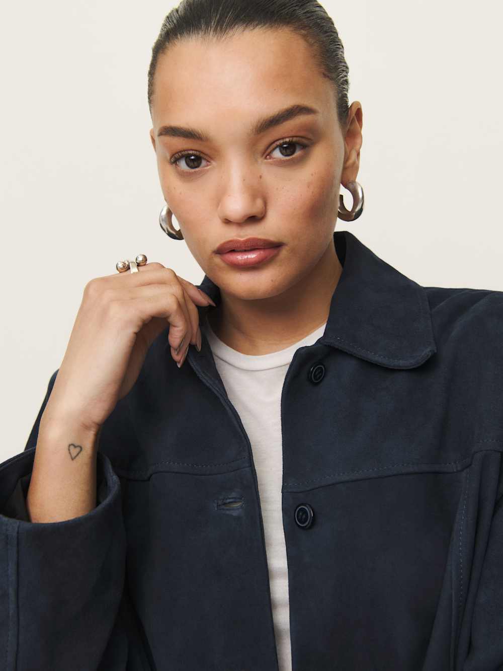Veda Lincoln Suede Shirt Jacket - Navy Suede
