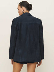 Veda Lincoln Suede Shirt Jacket - Navy Suede