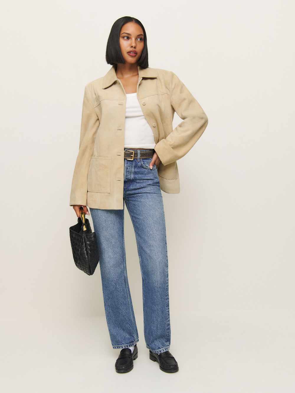 Veda Lincoln Suede Shirt Jacket - Oat Distressed