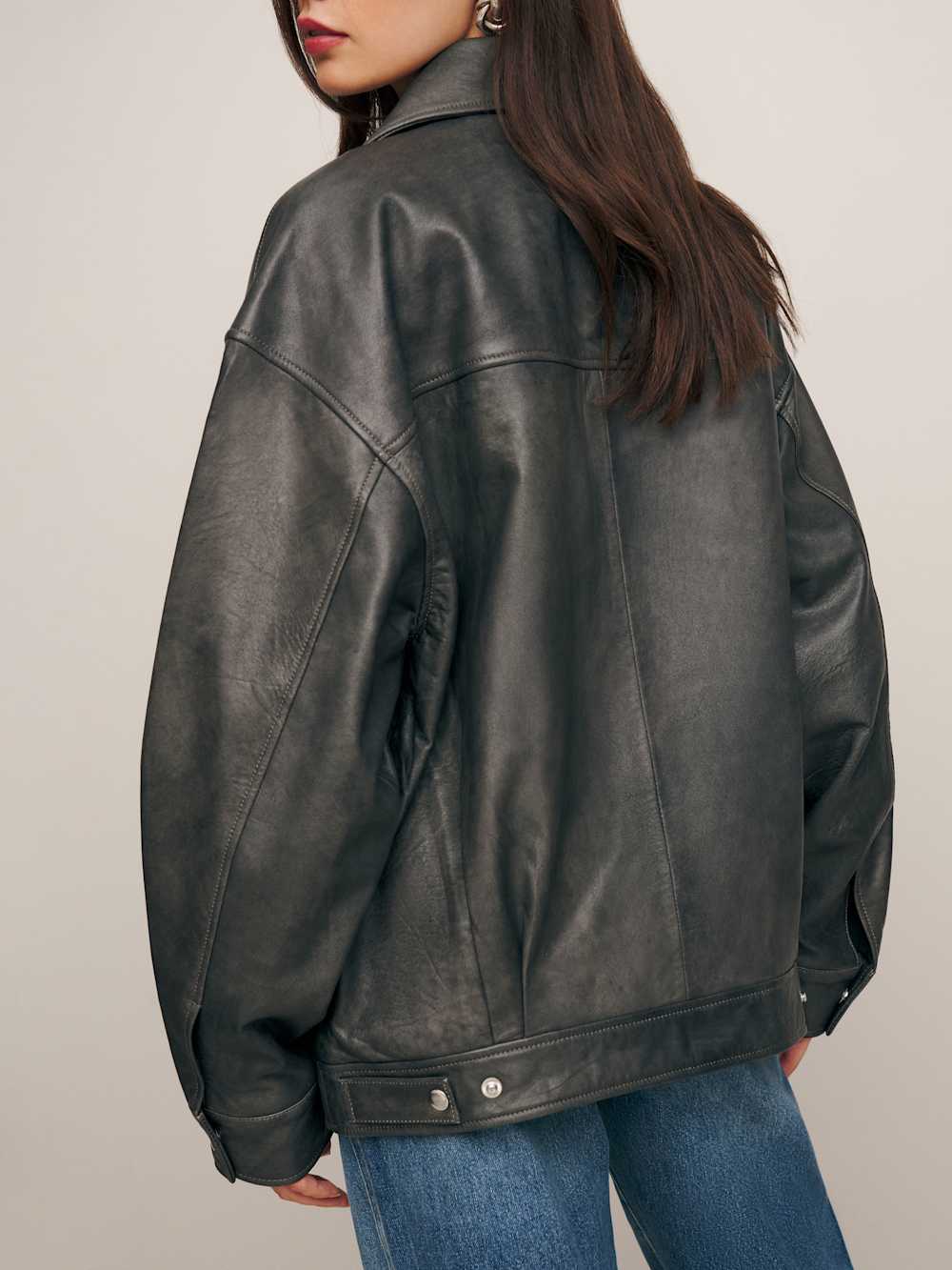 Veda Marco Leather Oversized Bomber - Highway