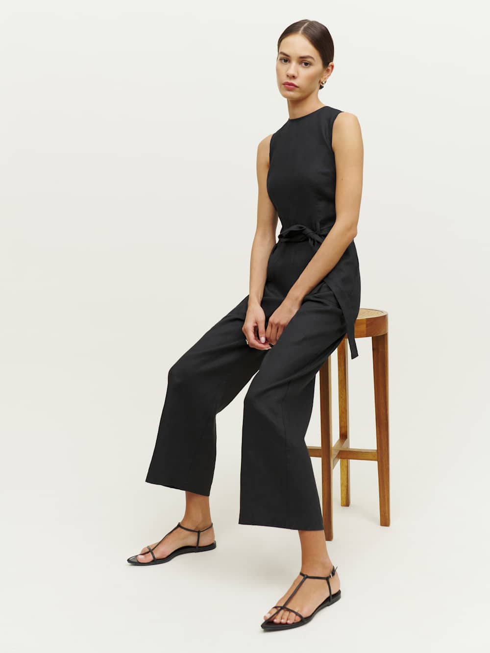 Petites Naomi Linen Jumpsuit - Black